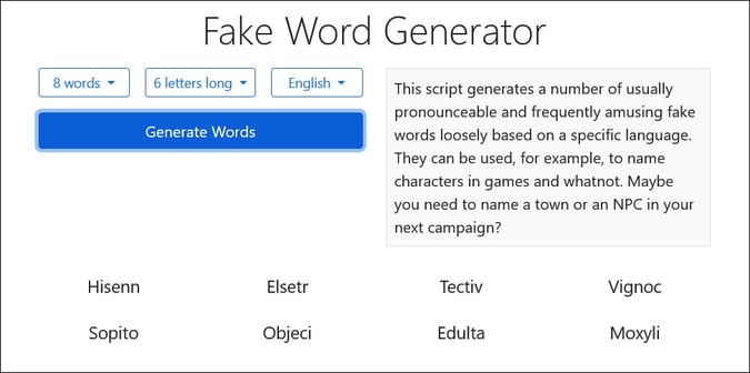 fake-word-generator