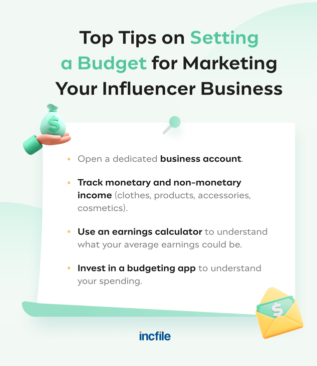 budgeting tips for marketing your influencer business